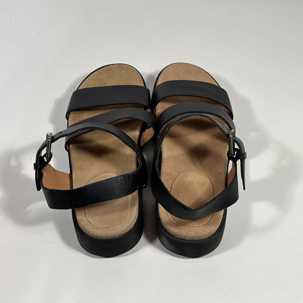 Madewell The Addie Black Leather Comfort Sandals Women Size 7 - Picture 2 of 9